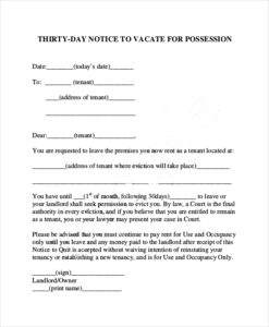 Simple 30 Day Eviction Notice Template