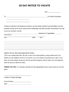 Simple 30 Day Eviction Notice Template