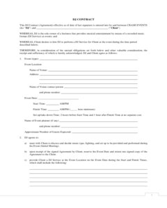 Simple Dj Contract Template Template