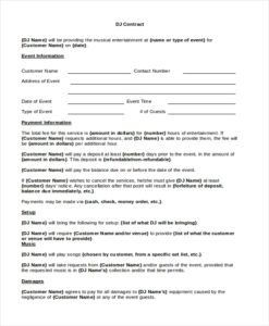 Simple Dj Contract Template Template