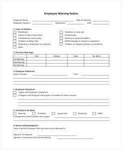 Simple Employee Warning Template