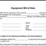 Equipment Bill Of Sale Template 