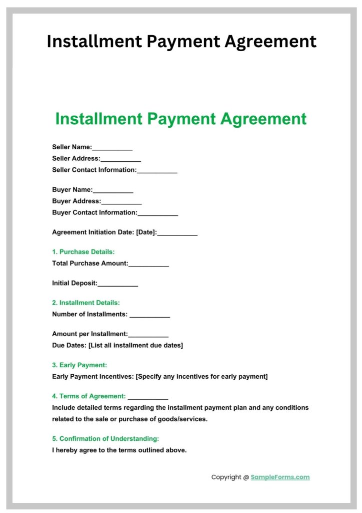 Installment-Payment-Agreement- Simple Installment-Payment-Agreement- Template