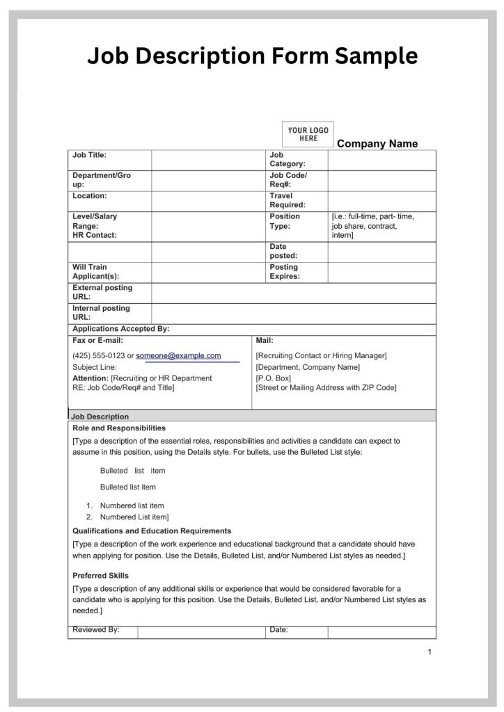 Sample Job Posting - Free Printable Documents