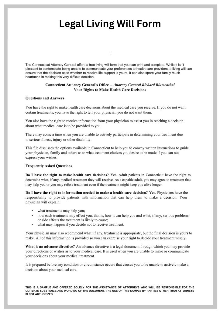 Legal Living Will Form Simple Legal Living Will Form Template