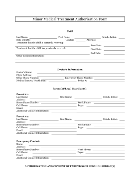 Medical Consent Form For Minors - Free Printable Documents
