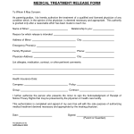 Medical Treatment Release Form Medical Treatment Release Form