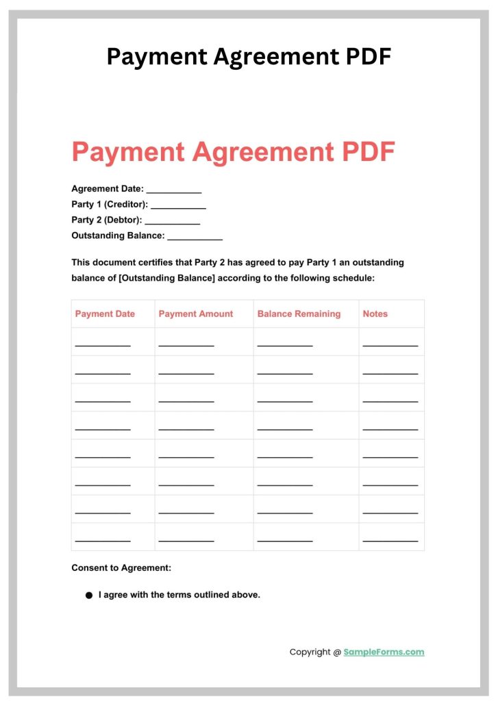 Payment-Agreement-PDF Simple Payment-Agreement-Pdf Template