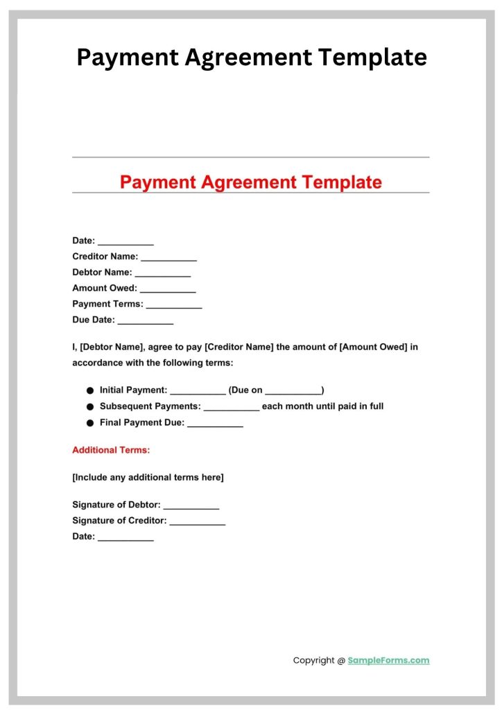 Payment-Agreement-Template Simple Payment-Agreement-Template Template
