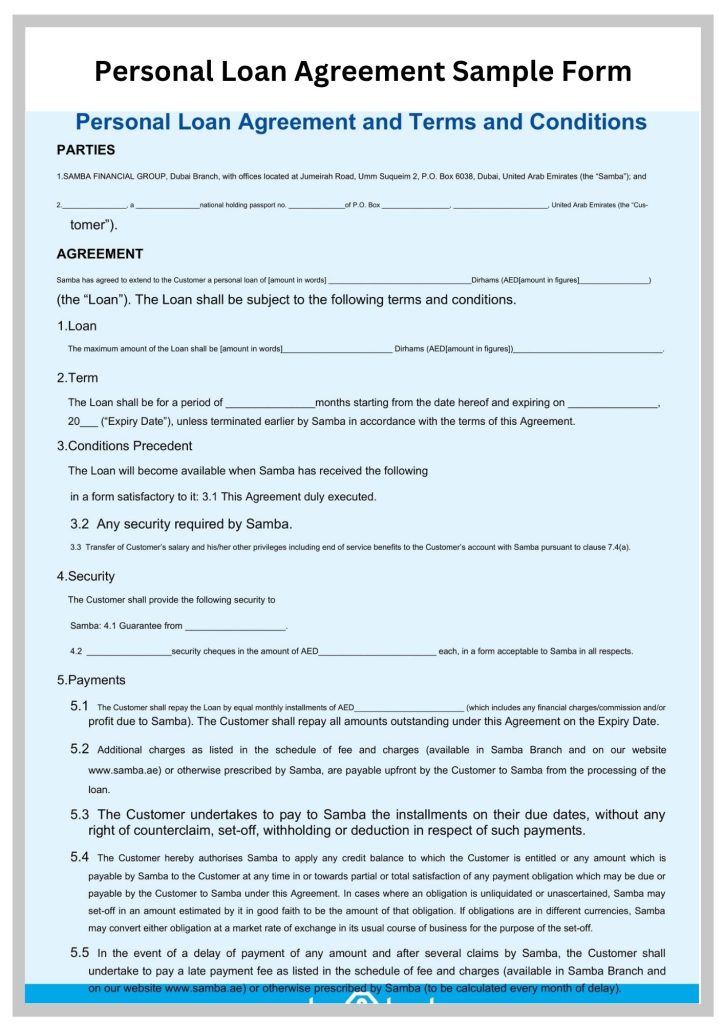 Personal Loan Agreement Sample Form Simple Personal Loan Agreement Sample Form Template