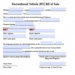 RV Bill Of Sale 