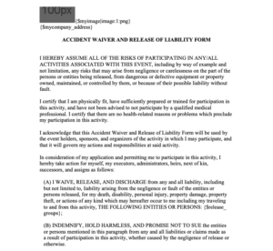 Simple Release Waiver Template