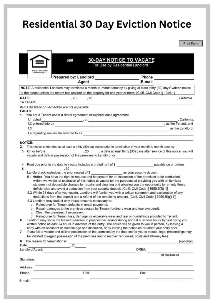 Residential-30-Day-Eviction-Notice Simple Residential-30-Day-Eviction-Notice Template