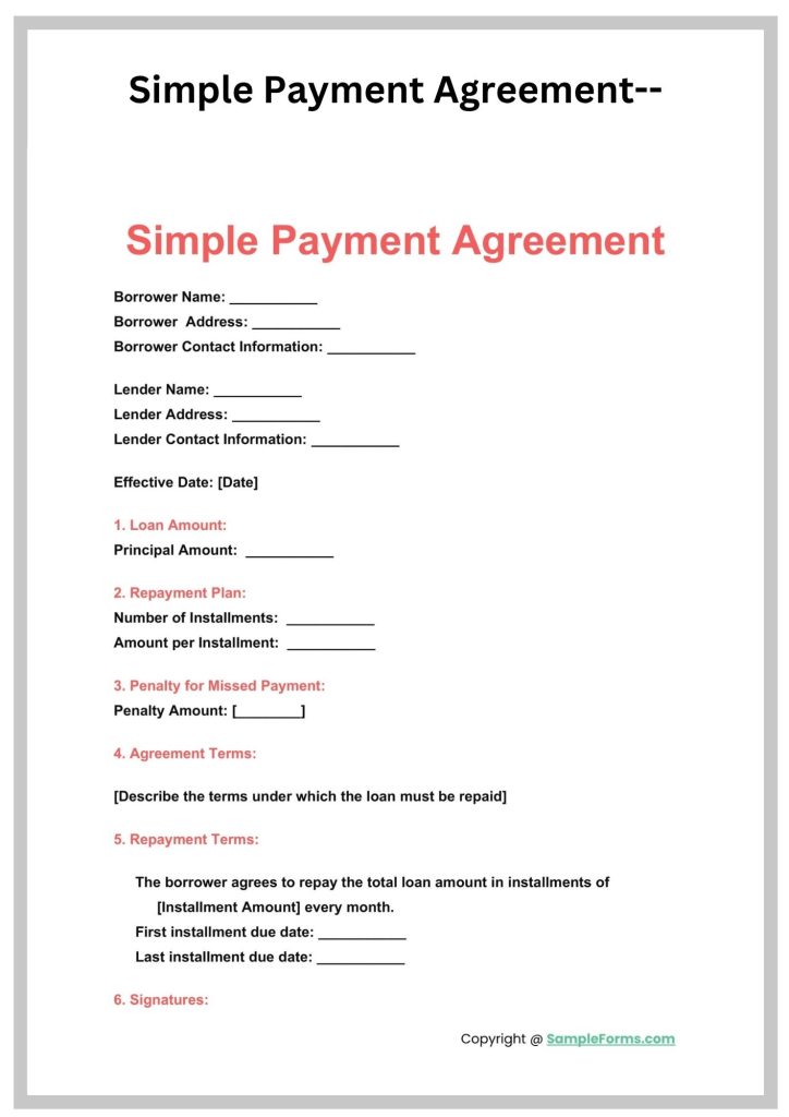 Simple-Payment-Agreement- Simple Simple-Payment-Agreement- Template