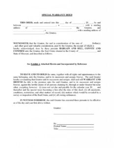 Simple Special Warranty Deed Sample Template