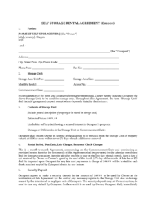 Simple Storage Lease Agreement Template