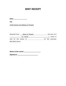 Simple Rent Receipt Template
