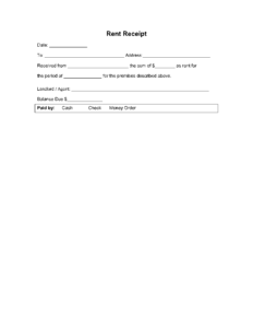 Simple Rent Receipt Template