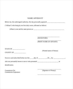 Simple Samples Of Affidavits Template