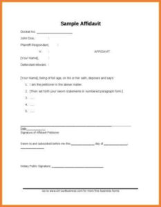 Simple Samples Of Affidavits Template